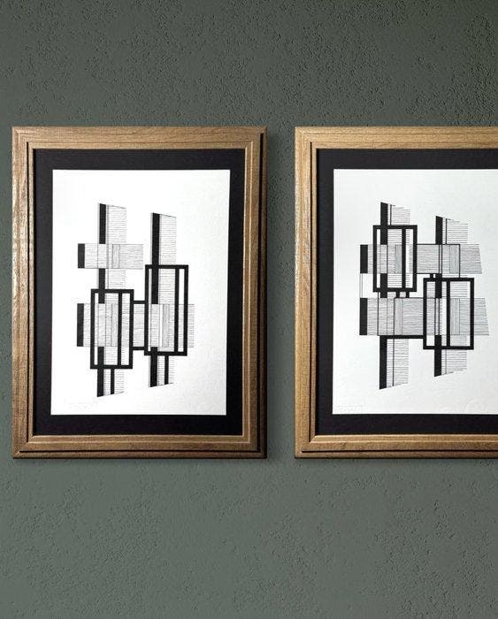 Eugène Eechaut (1928-2019) - Abstract diptych - framed - 43, Antiquités & Art, Art | Objets design