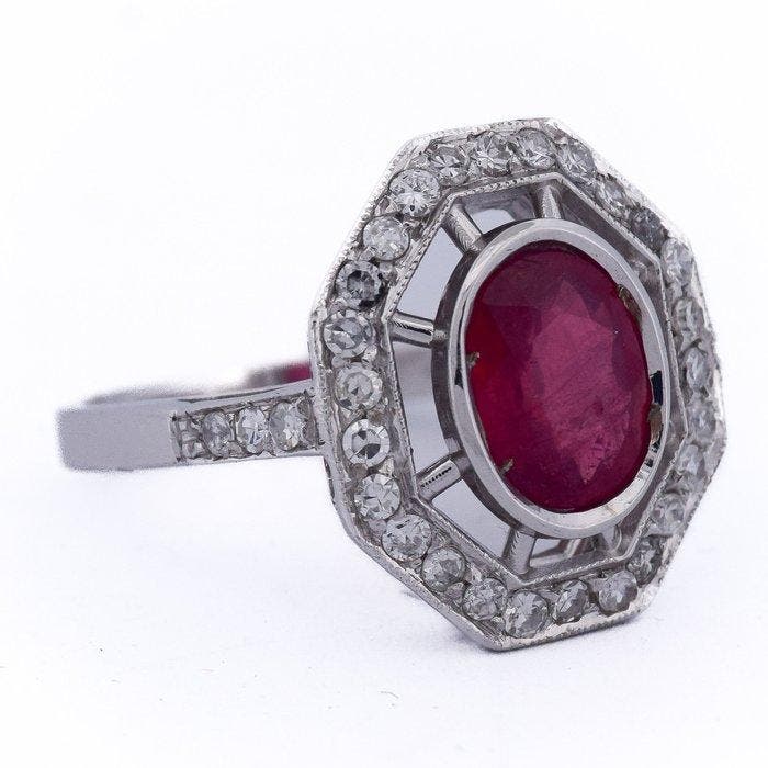 Anneau de bras - 18 carats Or blanc - 3.70ct. tw. Rubis -, Bijoux, Sacs & Beauté, Bijoux anciens