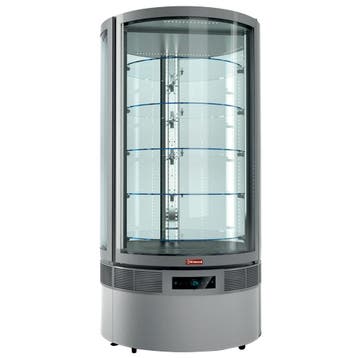 Glazen vitrine, cilinder, 5 niveaus, geventileerd, Verzenden
