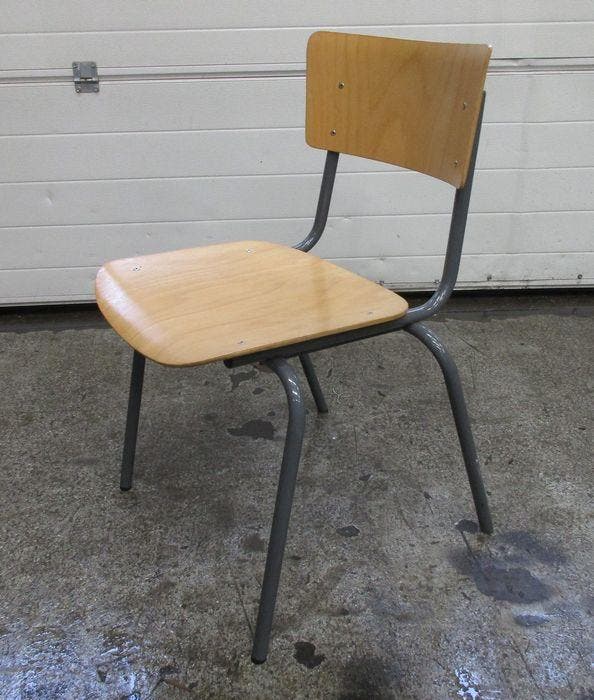 Stoel met houten zitvlak 48cm, grijs, Zakelijke goederen, Kantoor en Winkelinrichting | Kantoormeubilair en Inrichting