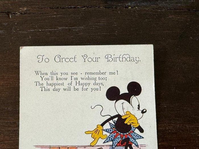 Walt Disney - Birthday card 1931, Verzamelen, Disney