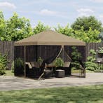 vidaXL Tuin gazebo met zijwanden 3 x 3 m Beige Polyester en, Verzenden, Nieuw