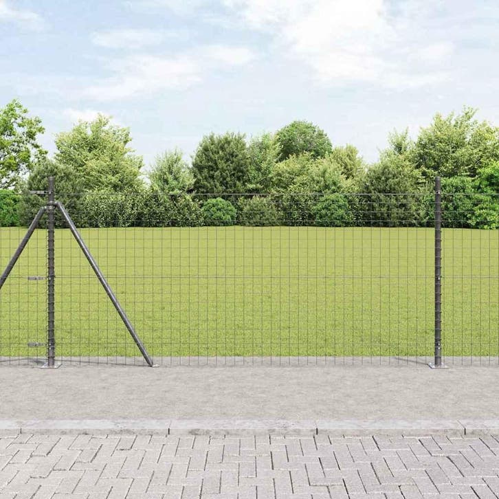 vidaXL Hekpaal. 13 pcs Grijs Staal, Jardin & Terrasse, Poteaux, Poutres & Planches, Envoi