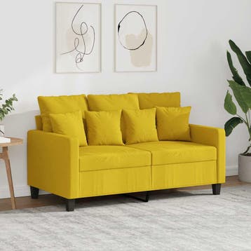 vidaXL Tweezitsbank / zetel 120 cm stof lichtgeel, Verzenden