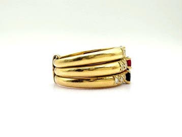 Ring - 18 karaat Geel goud - 0.40ct. tw. Gemengde edelstenen