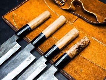 Handmade Kitchen Knife Set With Leather Bag Included -