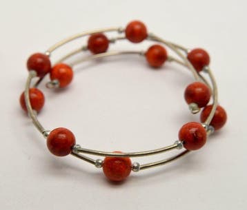 Corail - Corail rouge - bracelet jonc en spirale - 12 g -