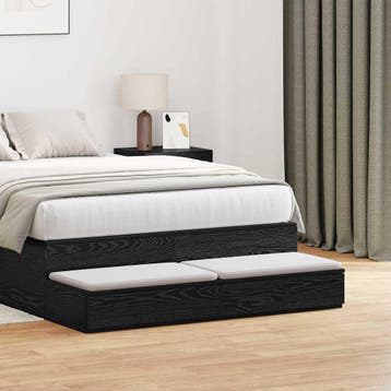 vidaXL Bedlades Zwart Eiken 120 x 36,5 x 16,5 cm Bewerkt, Verzenden