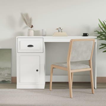 vidaXL Bureau met lade 115x50x75 cm bewerkt hout wit, Verzenden
