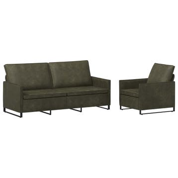 vidaXL bank / zetelstel 2 pcs Leger Groen Kunstsuède stof, Verzenden