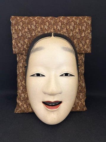 Noh masker - Hout, Verfijnde Japanse met de hand uitgehakte