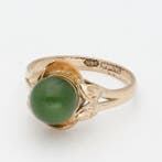 Ring - 14 karaat Geel goud - Nefriet, Nieuw
