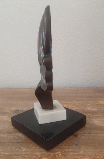 Beeldje, Buste van een vrouwen profiel - 21 cm - Brons -