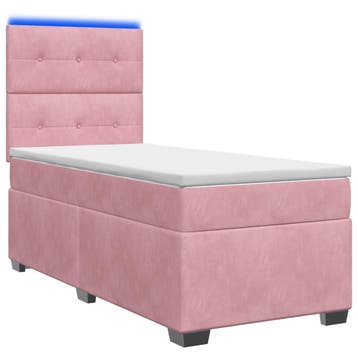 vidaXL Boxspringbed met matras met hoofdeinde Roze 90 x 200, Verzenden, Nieuw