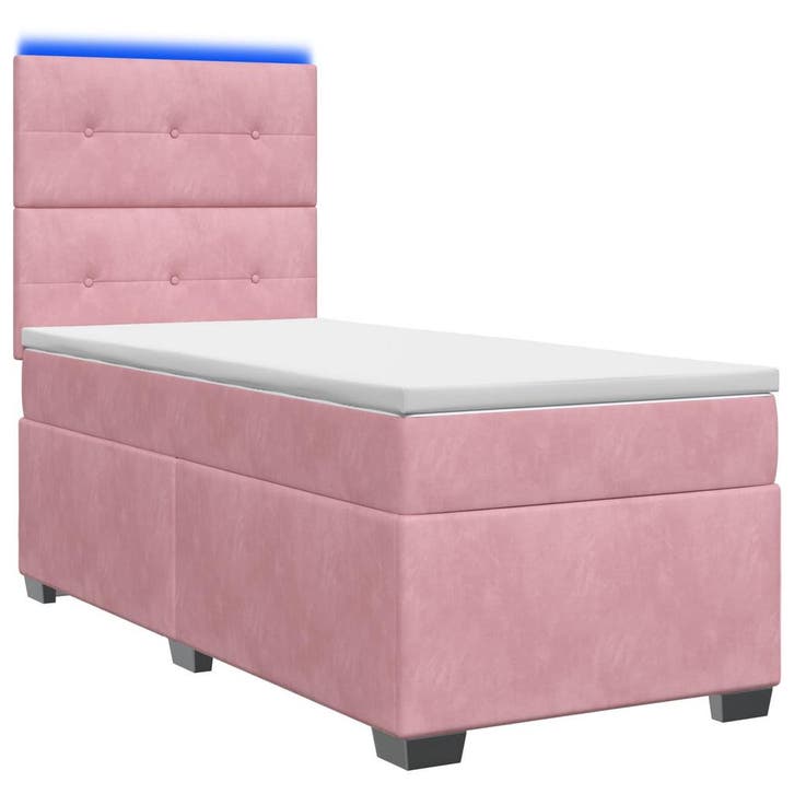 vidaXL Boxspringbed met matras met hoofdeinde Roze 90 x 200, Huis en Inrichting, Slaapkamer | Bedden, Nieuw, Verzenden