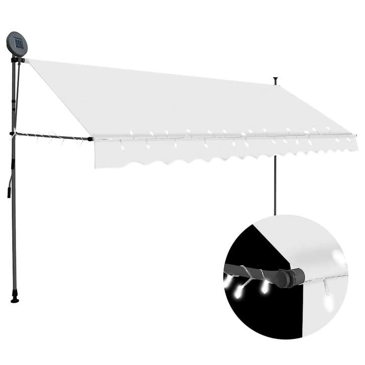 vidaXL Luifel handmatig uitschuifbaar met LED 350 cm, Tuin en Terras, Zonneschermen, Nieuw, Verzenden