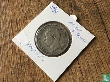 België 5 francs 1849 (blootshoofds - kleine 9), Verzenden, Losse munt