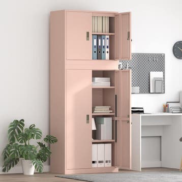 vidaXL Opbergkast 2 st Roze 80 x 40 x 210 cm Staal, Huis en Inrichting, Verzenden, Nieuw