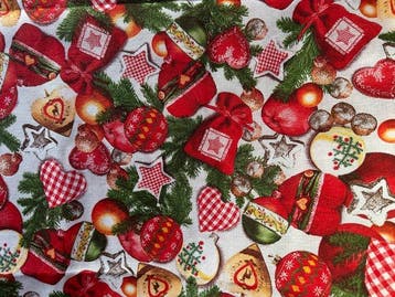 Elegante kerstpatchwork-stof met thema - Textiel - 2.48 m -, Nieuw