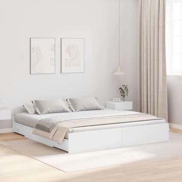 vidaXL Opbergbedframe met lade Wit 180 x 200 cm Bewerkt hout, Verzenden