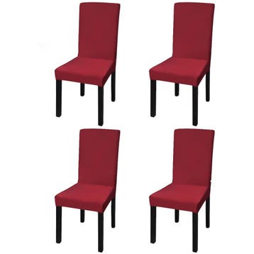 vidaXL Stoelhoezen 4 st stretch recht bordeaux, Verzenden, Nieuw