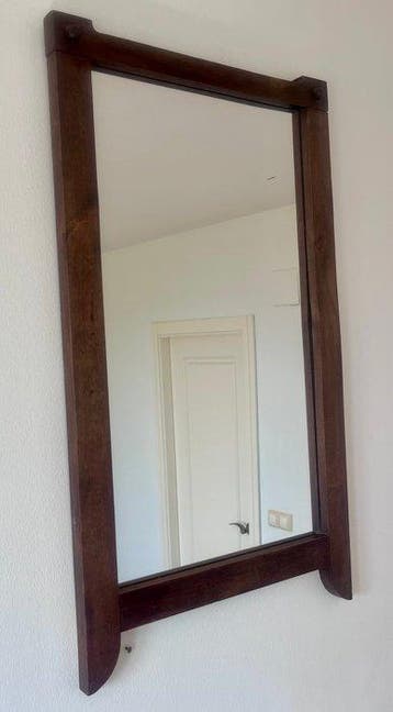 Wandspiegel - Walnoot - Met de hand vervaardigd rustiek hout