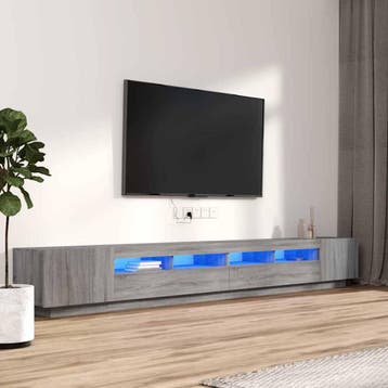 vidaXL 3-delige Tv-meubelset met LEDs bewerkt hout grijs, Verzenden