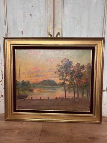 Léo David (1864-1952) - Lac au couchant