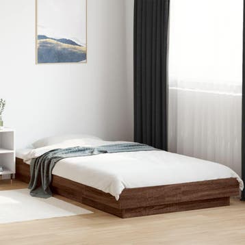 vidaXL Bedframe met LED-verlichting bruin eikenkleur 100x200, Verzenden, Nieuw