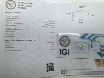 1 pcs Diamant (Natuurlijk) - 1.15 ct - Carré - K - VVS2 -, Nieuw