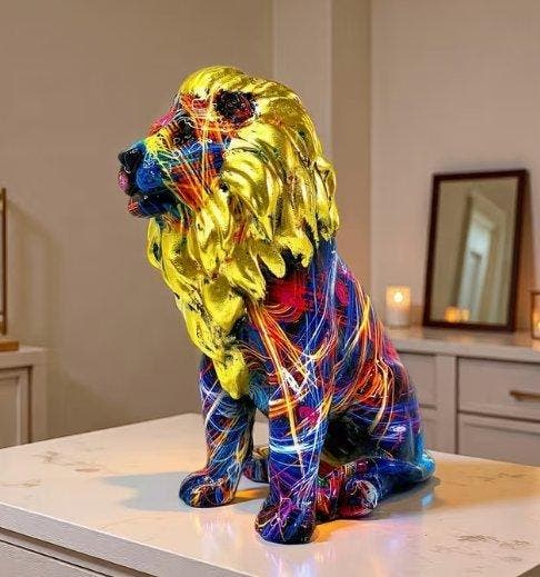 Beeldje - Leone Pop Art - Hars, Antiek en Kunst, Kunst | Designobjecten