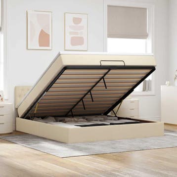 vidaXL Bed poef met matras en LEDs 180x200 cm stof, Verzenden
