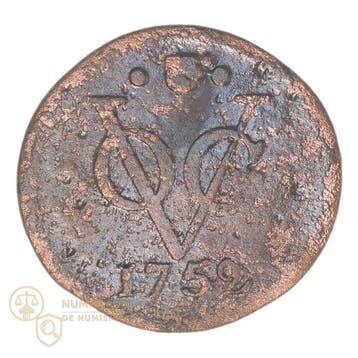 Nederland, Utrecht 1/2 Duit VOC 1752 & 1754 (2