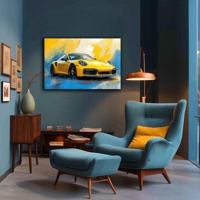 PLM-Art - Yellow Porsche Style, Antiquités & Art, Art | Objets design