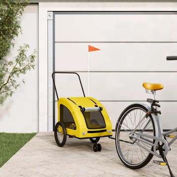 vidaXL Hondenfietstrailer oxford stof en ijzer geel, Verzenden, Nieuw