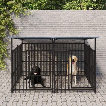 vidaXL Hondenkennel met dak 3,75 m² staal, Dieren en Toebehoren, Verzenden, Nieuw