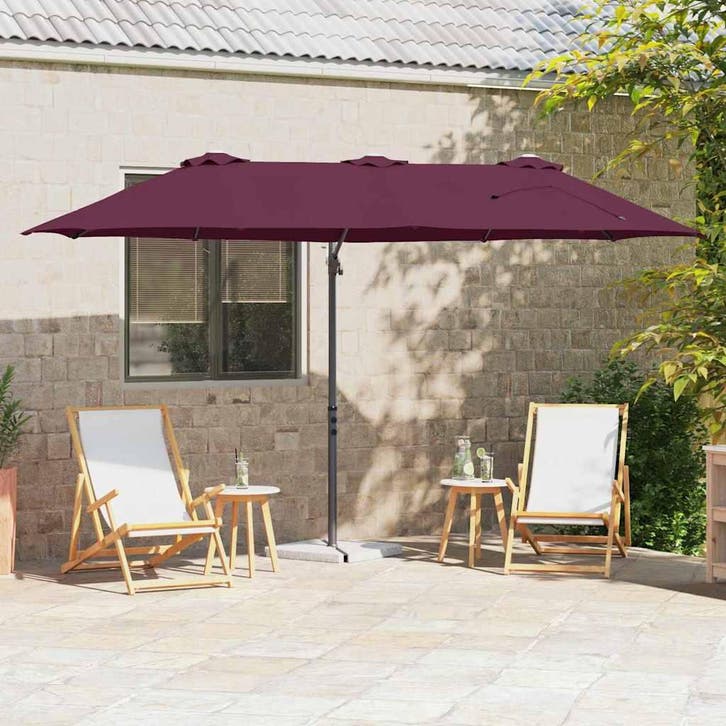 vidaXL Parasol Bordeaux Rood 372 x 198 x 243 cm Polyester en, Tuin en Terras, Parasols, Nieuw, Verzenden