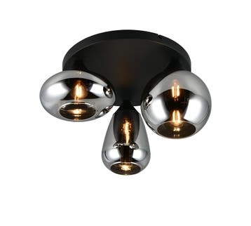 Trio LUMINA plafondlamp | E14 Fitting | mat zwart met verchr, Verzenden