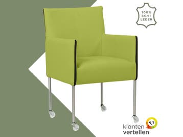 Leren eetkamerstoel More - Toledo Lime (felgroen) - Poten, Huis en Inrichting, Overige kleuren, Bohemian, Industrieel, Modern, Scandinavisch