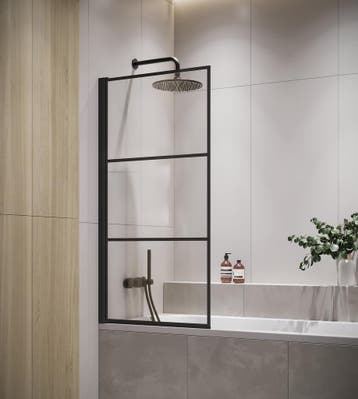 Badwand Berkan 60 x 140 cm Zwart Badscherm Draaibaar 5 mm, Doe-het-zelf en Bouw, Verzenden, Nieuw