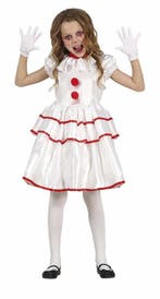 Clown Halloween Kostuum Meisje Wit, Verzenden