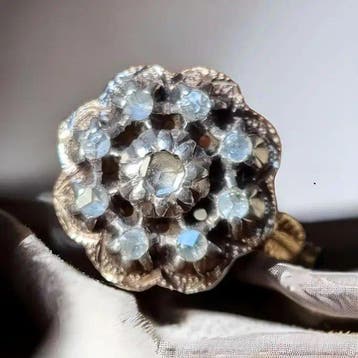 Ring - 18 karaat Geel goud, Zilver - 0.40ct. tw. Diamant, Nieuw