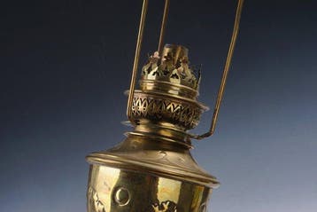 Olielamp - Juweelkap met kralenfranje, Jugendstil •