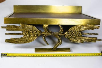 Support - Grand lutrin de messe en bronze doré et cuir -