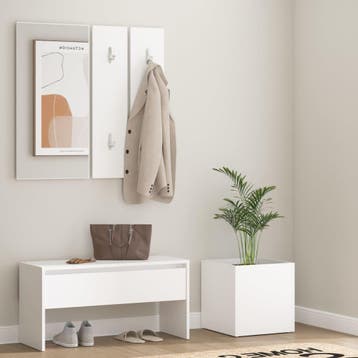 vidaXL Garderobe set bewerkt hout wit, Verzenden