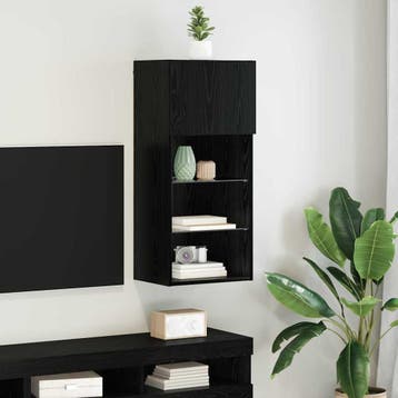 vidaXL Wand gemonteerd TV Kast 40,5 x 30 x 90 cm Zwart Eiken, Verzenden