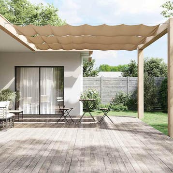 vidaXL Luifel verticaal 140x800 cm oxford stof taupe, Verzenden