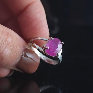 Robijn - Zilver - Ring met amulet - instelbare ABUNDANCiA