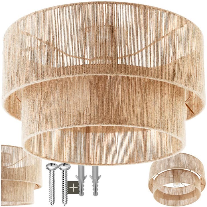 Plafondlamp Lignea Lux van jute in boho-stijl, 40W - bruin, Maison & Meubles, Lampes | Suspensions, Envoi
