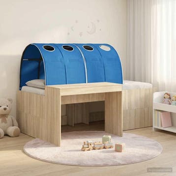 vidaXL Bed met Tunnel 3 st Sonoma eiken en blauw Bewerkt, Verzenden